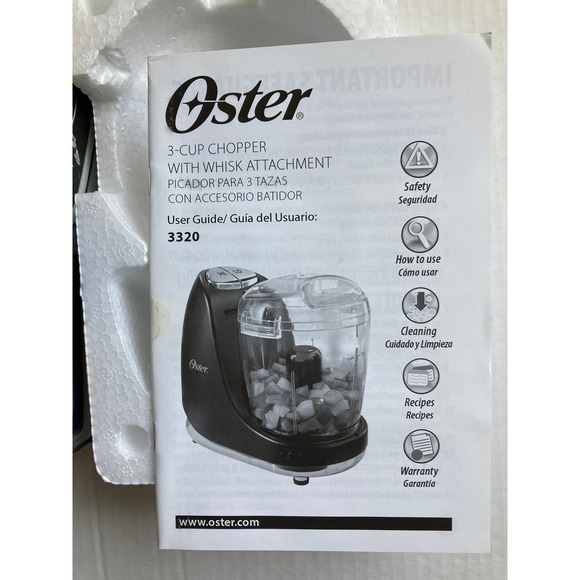 Oster Mini  3 Cup Black Mini Food Chopper with Whisk attachment Open Box - Picture 11 of 15